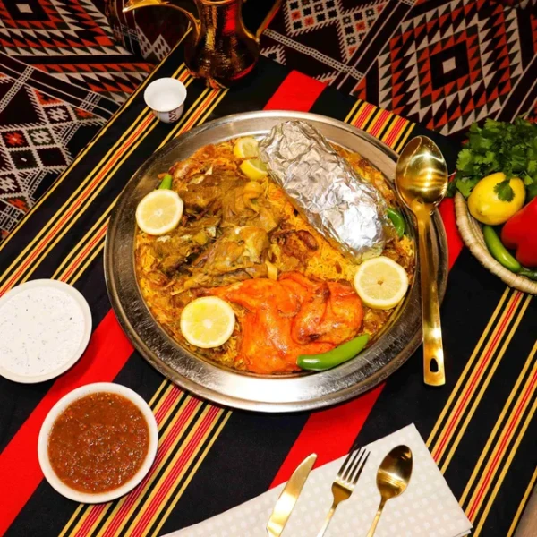 Mixed Dishes of Haneeth , Mandi Lamb and Mandi Chicken
